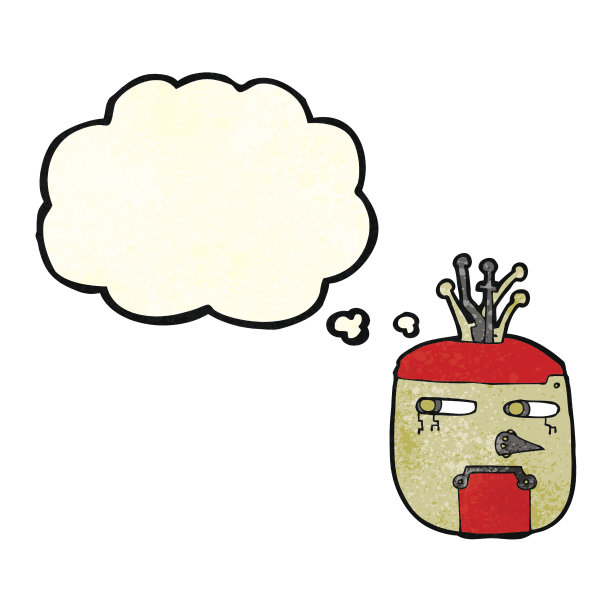 卡通机器人头部带有思想泡泡图片下载