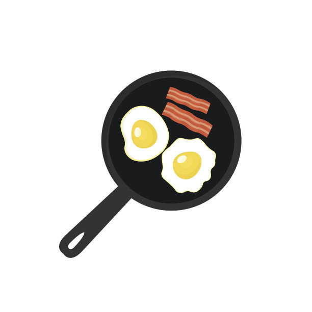 烹饪。煎蛋、培根。向量图片下载