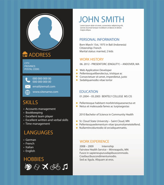 简历,简历模板。商业设计的极简风格图片下载