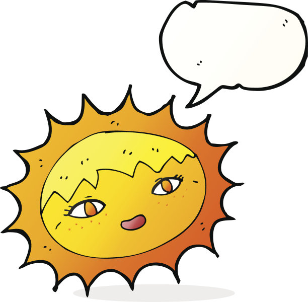 卡通漂亮的太阳与讲话气泡图片下载