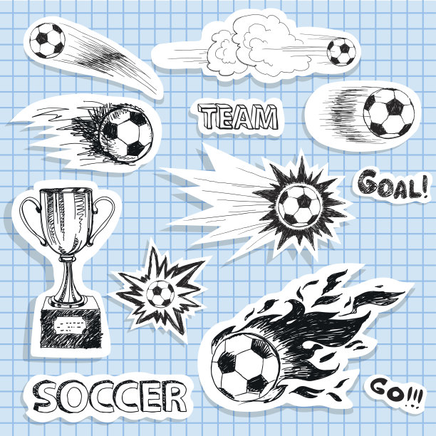 一套素描足球贴纸图片下载