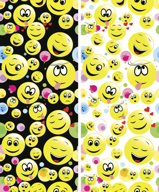 一套垂直无缝的背景与笑脸。图片下载