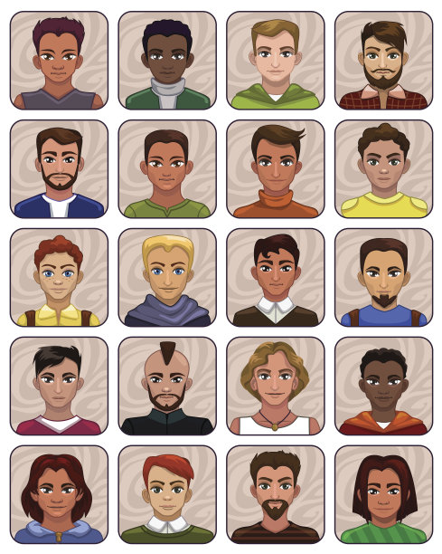 一个英俊的年轻人的卡通插图图片下载