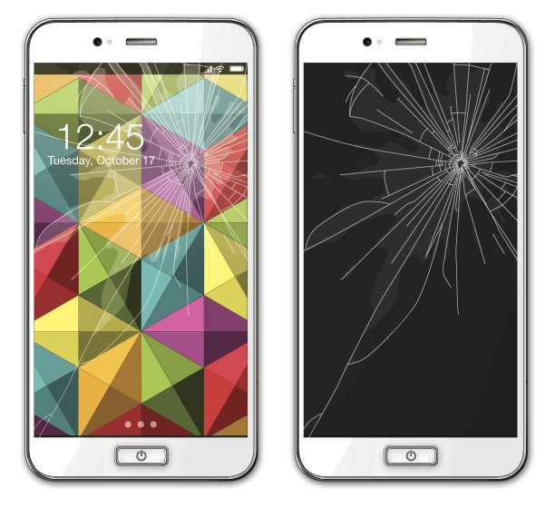 现代手机与破碎的玻璃-插图图片下载