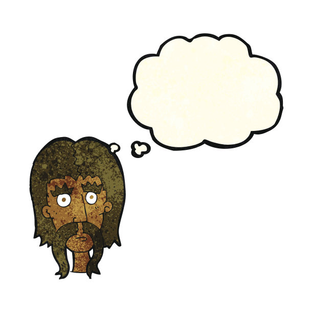 卡通人物长着胡子，带着思想泡泡图片下载