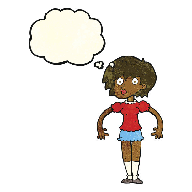 卡通惊奇女人与思想泡泡图片下载