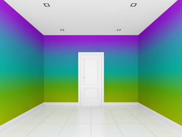 空荡荡的房间里的彩色墙壁图片下载