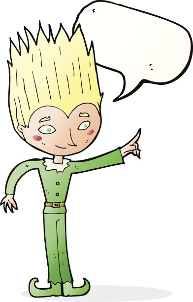 卡通魔术圣诞小精灵与讲话泡泡图片下载