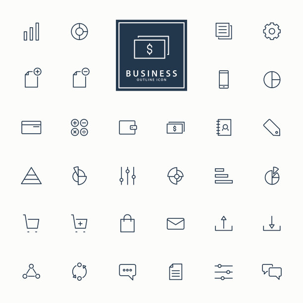 32个web和商业最小线条图标素材图片