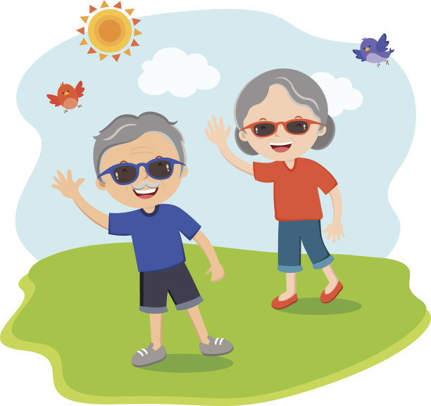 快乐的老年人在阳光下嬉戏图片下载