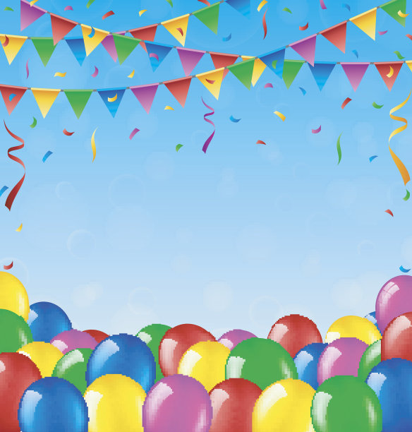 生日背景气球和五彩纸屑图片下载