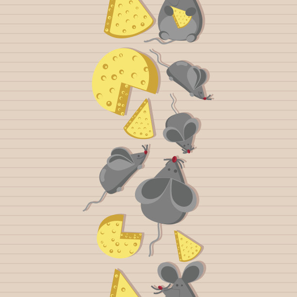 鼠标和奶酪。卡通插图。无缝模式图片下载