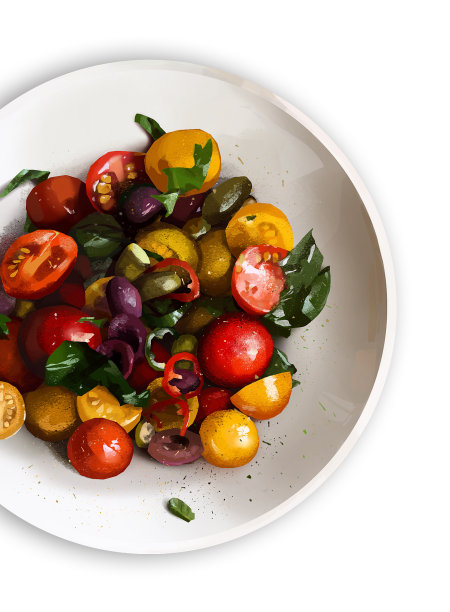 俯视图白色盘子与各种新鲜蔬菜图片下载