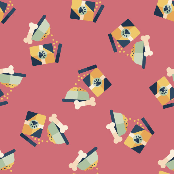 宠物狗粮平面图标，eps10无缝图案背景图片下载