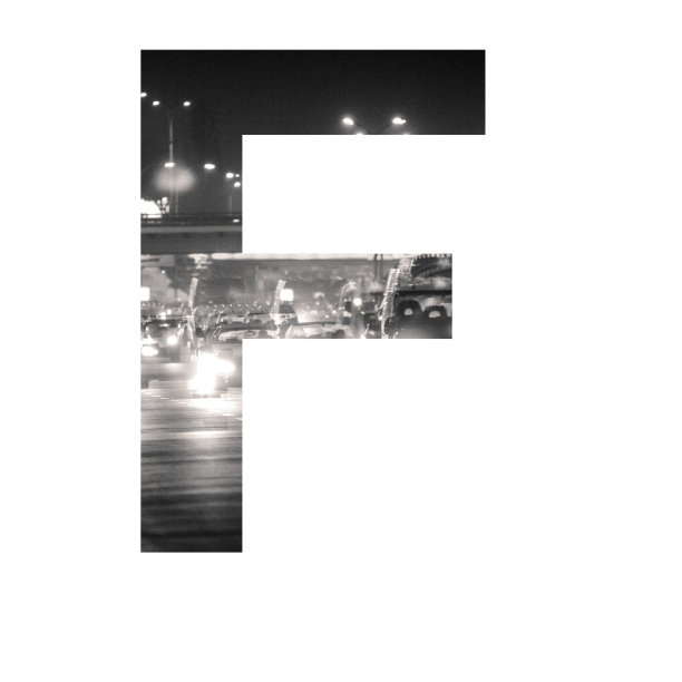 字母双重曝光与黑白城市交通ABC图片下载