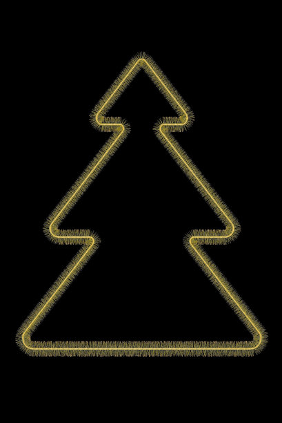 金色风格的圣诞树图片下载