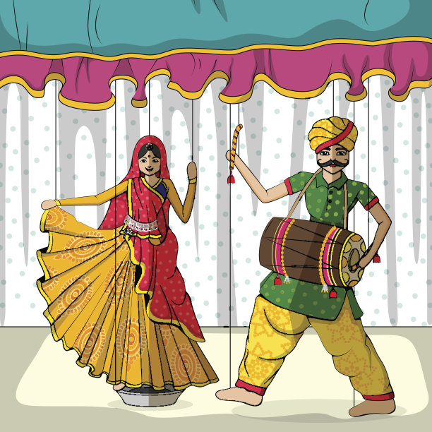 印度艺术风格的拉贾斯坦木偶图片下载