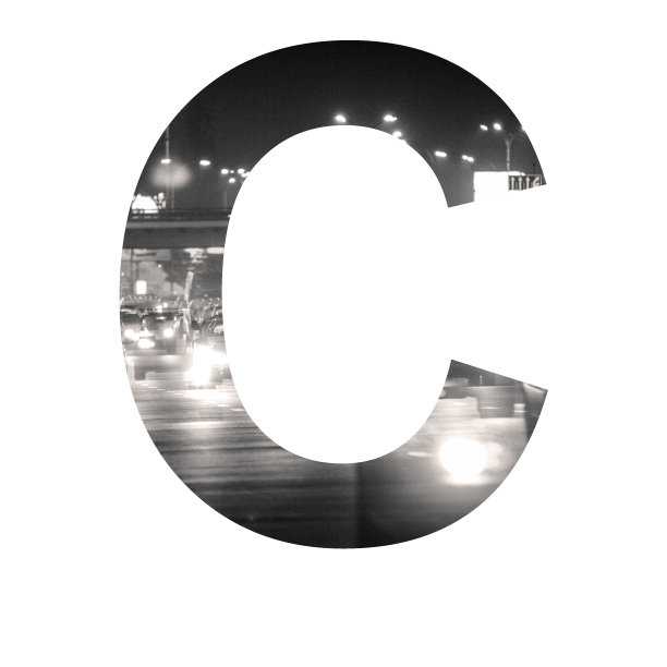 字母双重曝光与黑白城市交通ABC图片下载