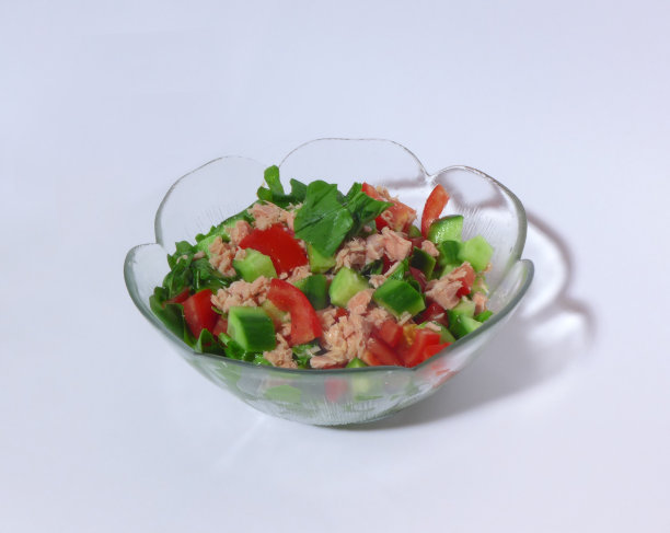 一碗节食用的新鲜蔬菜和金枪鱼沙拉图片下载