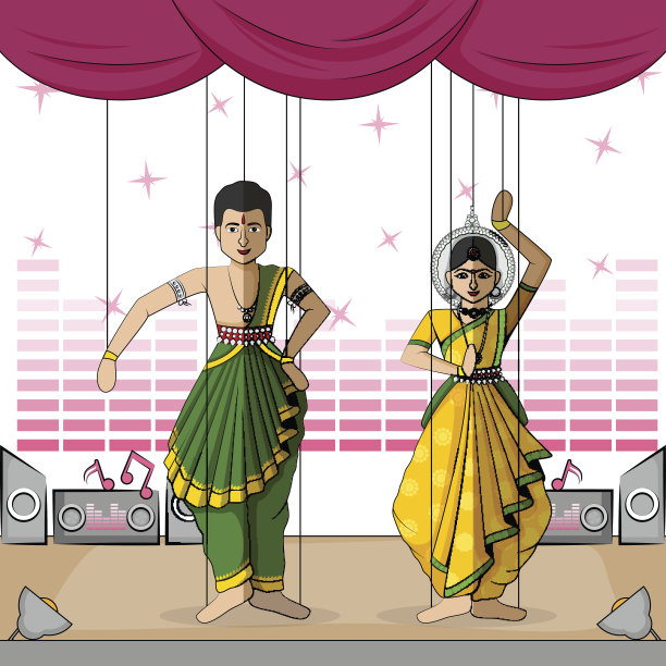 印度艺术风格的拉贾斯坦木偶图片下载