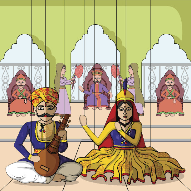 印度艺术风格的拉贾斯坦木偶图片下载