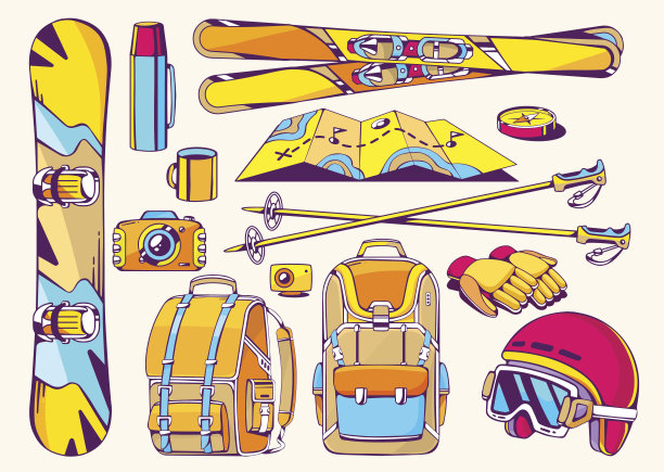 矢量插图的冬季旅行配件上的白色图片下载