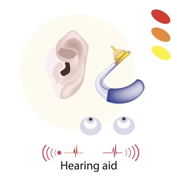白色背景下佩戴助听器的病人图片下载