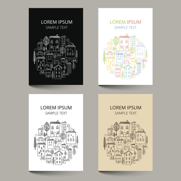 文件模板与房屋涂鸦在圆圈图片下载