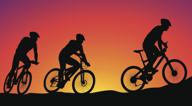 山地自行车比赛-剪影图片下载