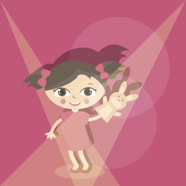 插图小孩子与手偶玩具。向量图片下载