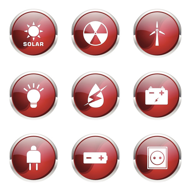 能源标志和象征红色矢量按钮图标图片下载
