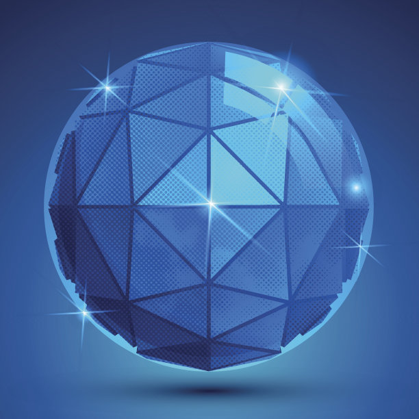 3d蓝色球体与闪光，闪亮的虚线圆形图形图片下载