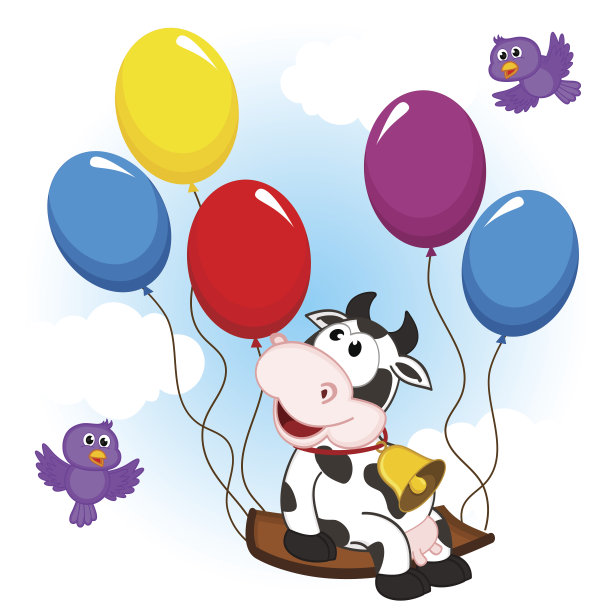 牛在气球图片下载