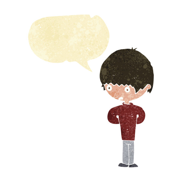 卡通紧张的男孩说话冒泡图片下载