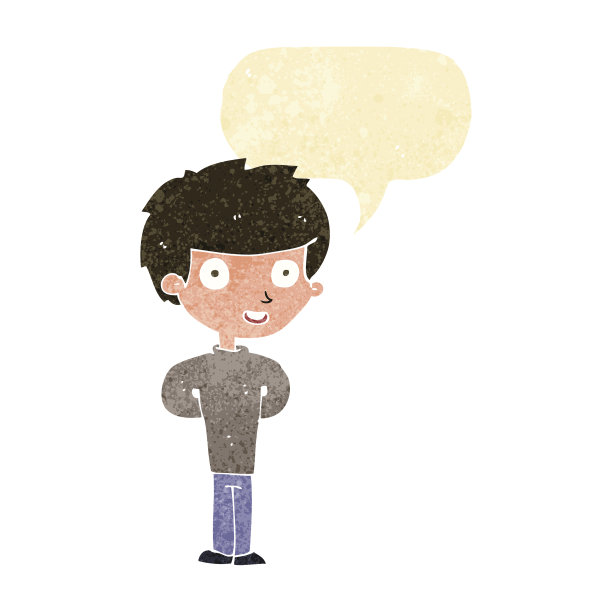 卡通快乐的男孩与言语泡泡图片下载