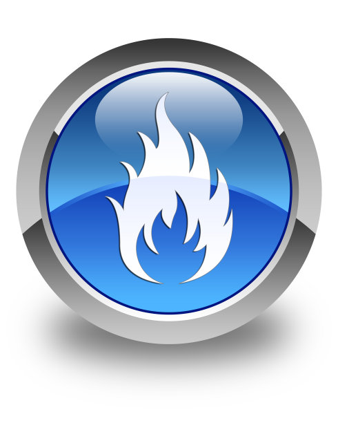 火图标亮蓝色圆形按钮图片下载