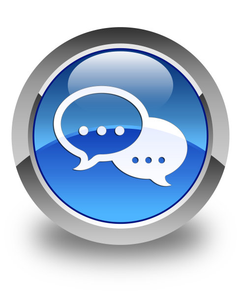 谈话气泡图标光滑的蓝色圆形按钮图片下载