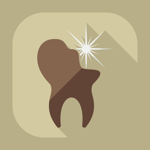 扁平的现代设计与阴影图标牙齿图片下载