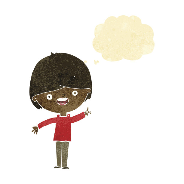 卡通快乐男孩与思想泡泡图片下载