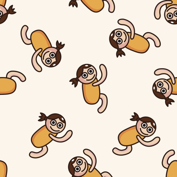 瑜伽，卡通无缝图案背景图片下载