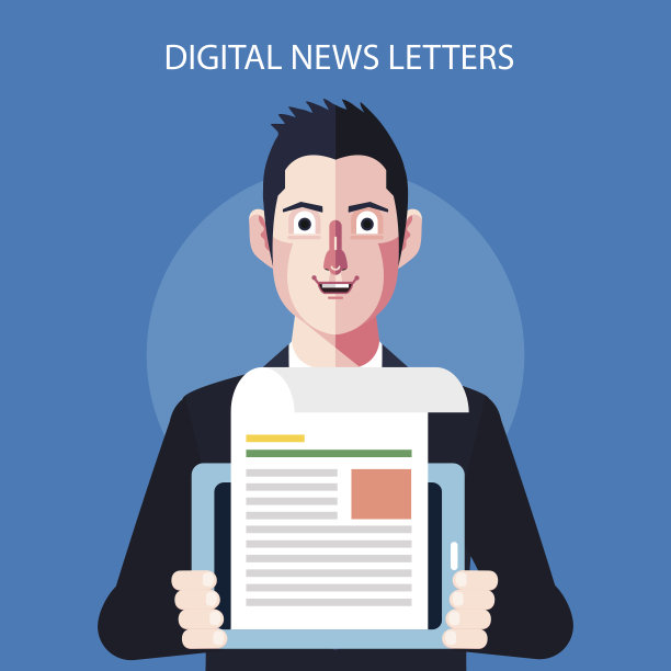 数字新闻信函概念插图的扁平特征图片下载