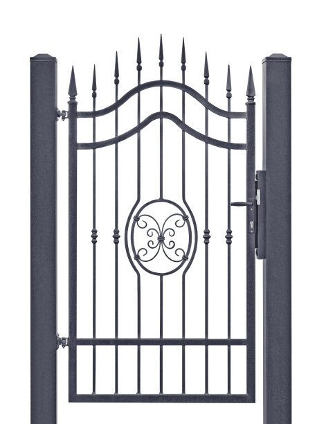 锻造装饰步行门，隔离垂直大细部特写细节图片下载