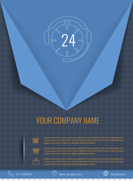 矢量三折宣传册模板设计或商业传单布局素材图片