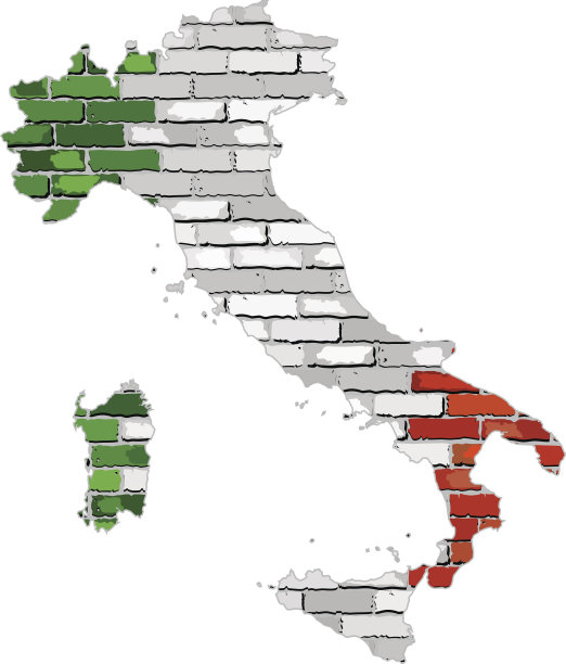 一堵砖墙上的意大利地图图片下载