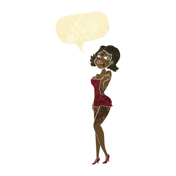 卡通美女在短裙与讲话泡泡图片下载