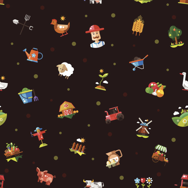 现代平面设计模式的农场和农业图标图片下载