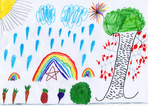 孩子的绘画与秋收图片下载