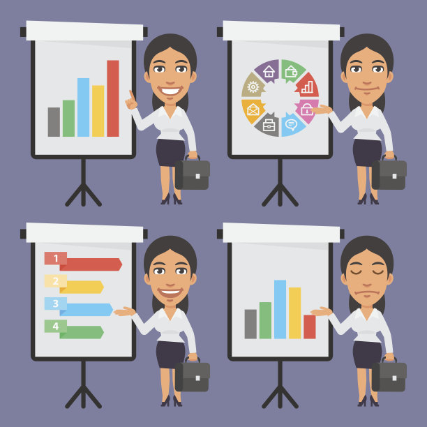 女商人在挂图上的要点图片下载