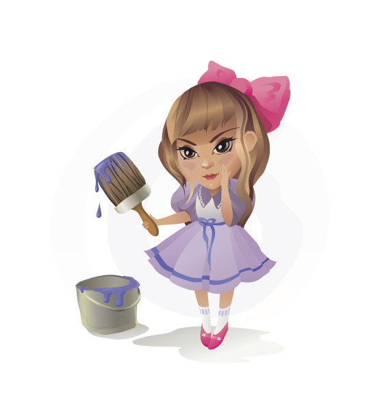 用画笔的小女孩图片下载