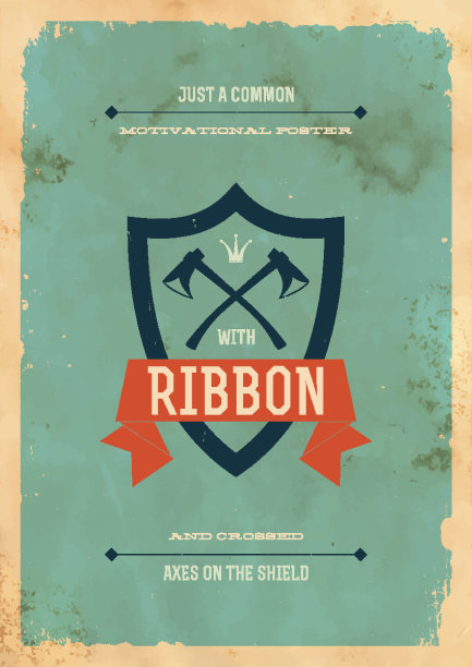 复古的印刷动机海报与斧头和盾牌图片下载